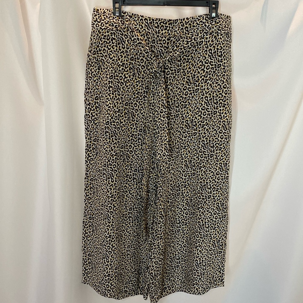 J. Crew 100% silk leopard print wide-leg crop pants